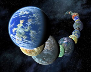 Exo-planets in a montage, artist